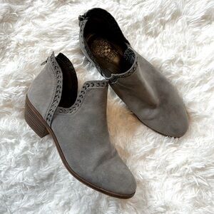 Vince Camuto Prafinta Grey Suede Metal Studded Ankle Booties Size 7.5